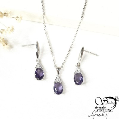 نیمست نقره سنگ طرح یاقوت کبود 925عیار کد 9715