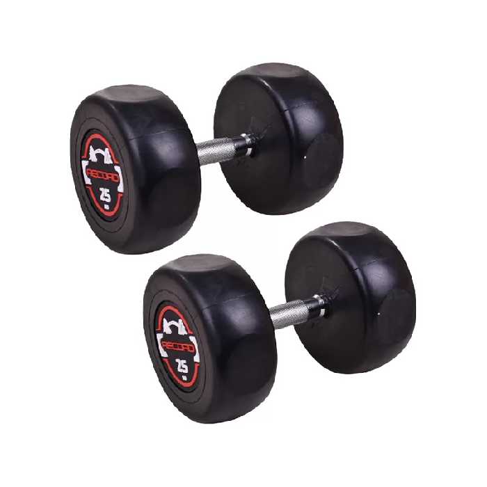 دمبل گرد استوپ دار 25 کیلوگرمی Record بسته دو عددی