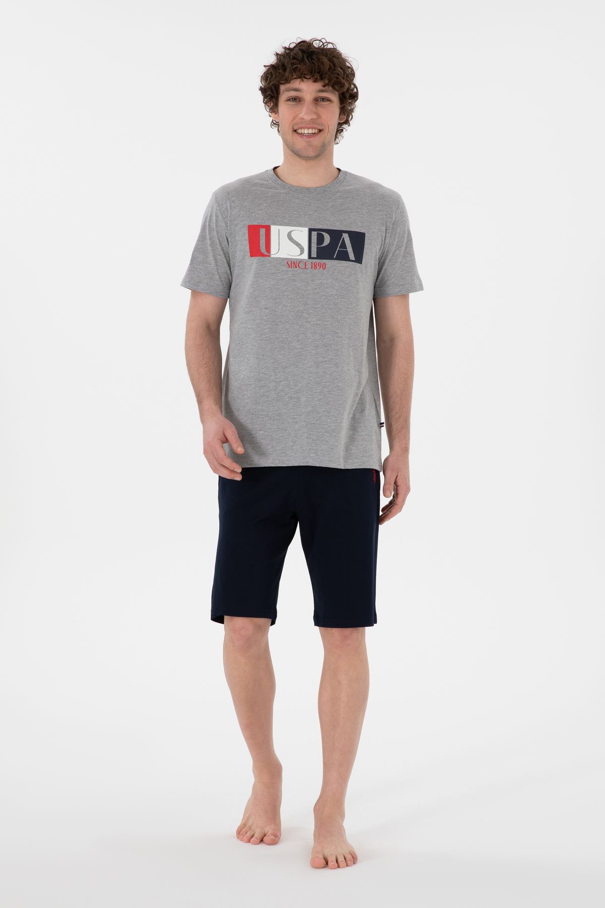 ست پیژامه خاکستری مردانه لباس خواب SET اورجینال U.S. Polo Assn.