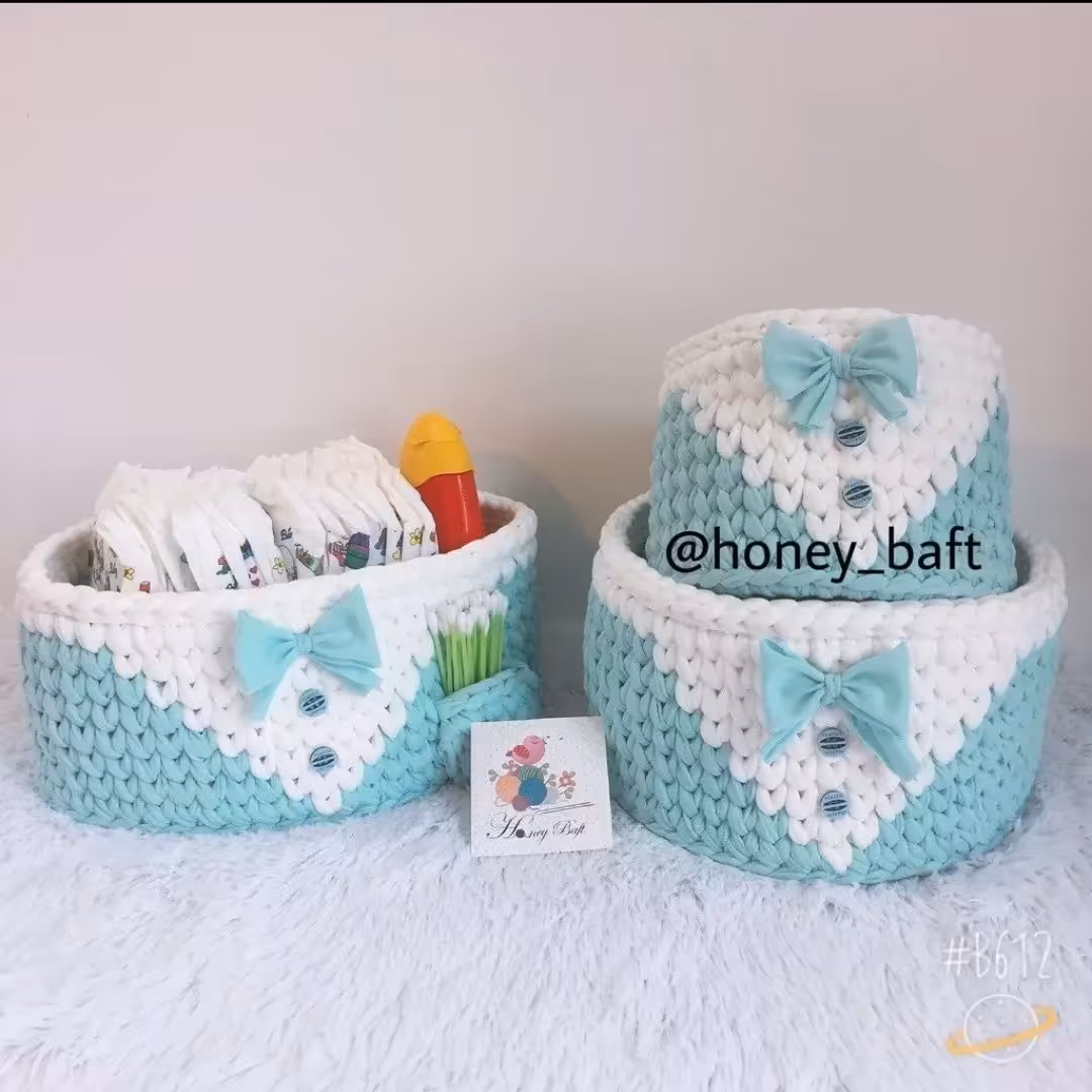 ست سه تکه سبد نظم دهنده نوزاد تریکو