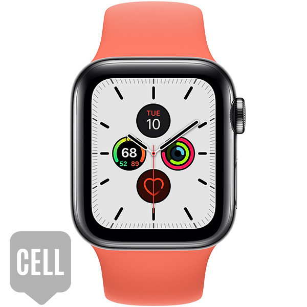 سری 5 استیل سلولار زنانه Space Black Stainless Steel Case with Clementine Sport Band - Hiapple.ir