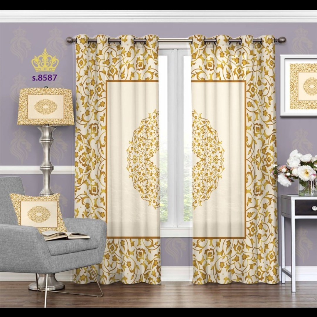 پرده پذیرایی دو قواره طرح اسلیمی کد S8587