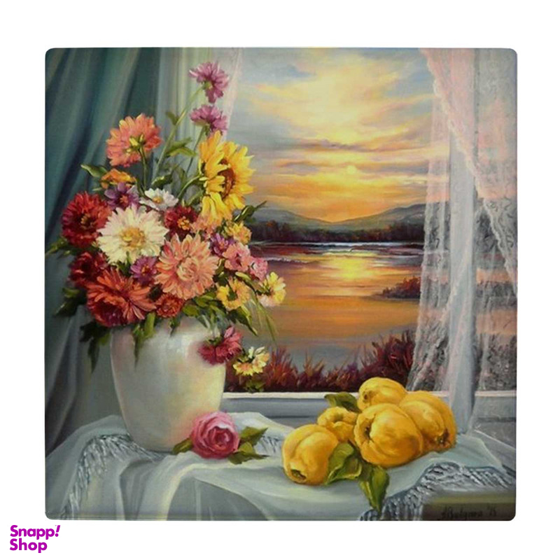 زیر لیوانی طرح نقاشی گلدان گل و میوه کد 6096713_5218