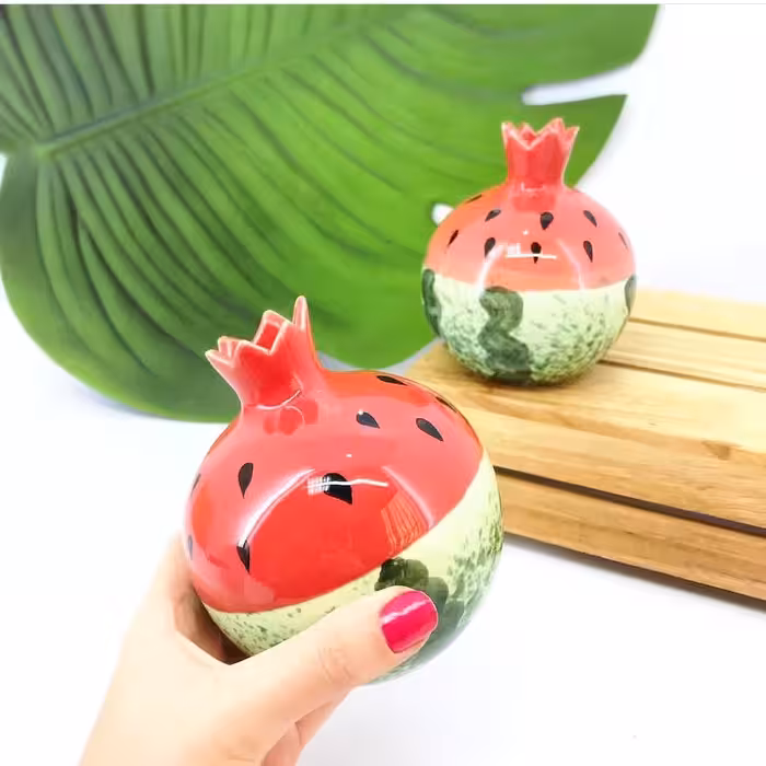 انار یلدایی طرح هندوانه سرامیکی (انار شب چله سرامیکی)