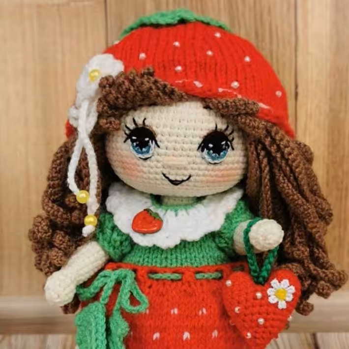 یلدا دستبافت عروسک بافتنی عروسک دست بافت دختر یلدا دختر با لباس یلدا دختر با لباس هندونه هندونه ای