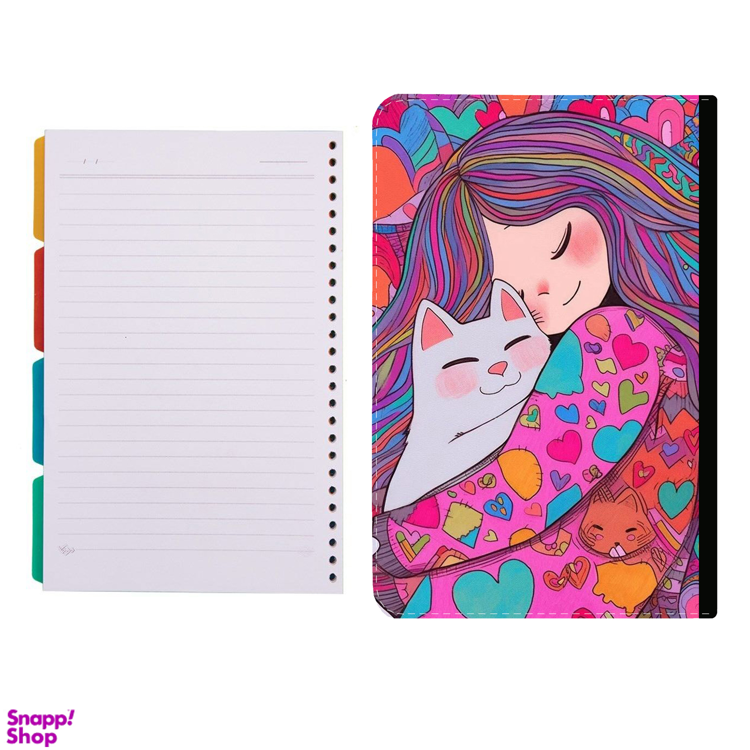 کلاسور طرح دختر و گربه کد 28 به همراه کاغذ کلاسور