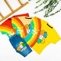 ست اسپرت تیشرت شلوارک طرح رنگین کمان