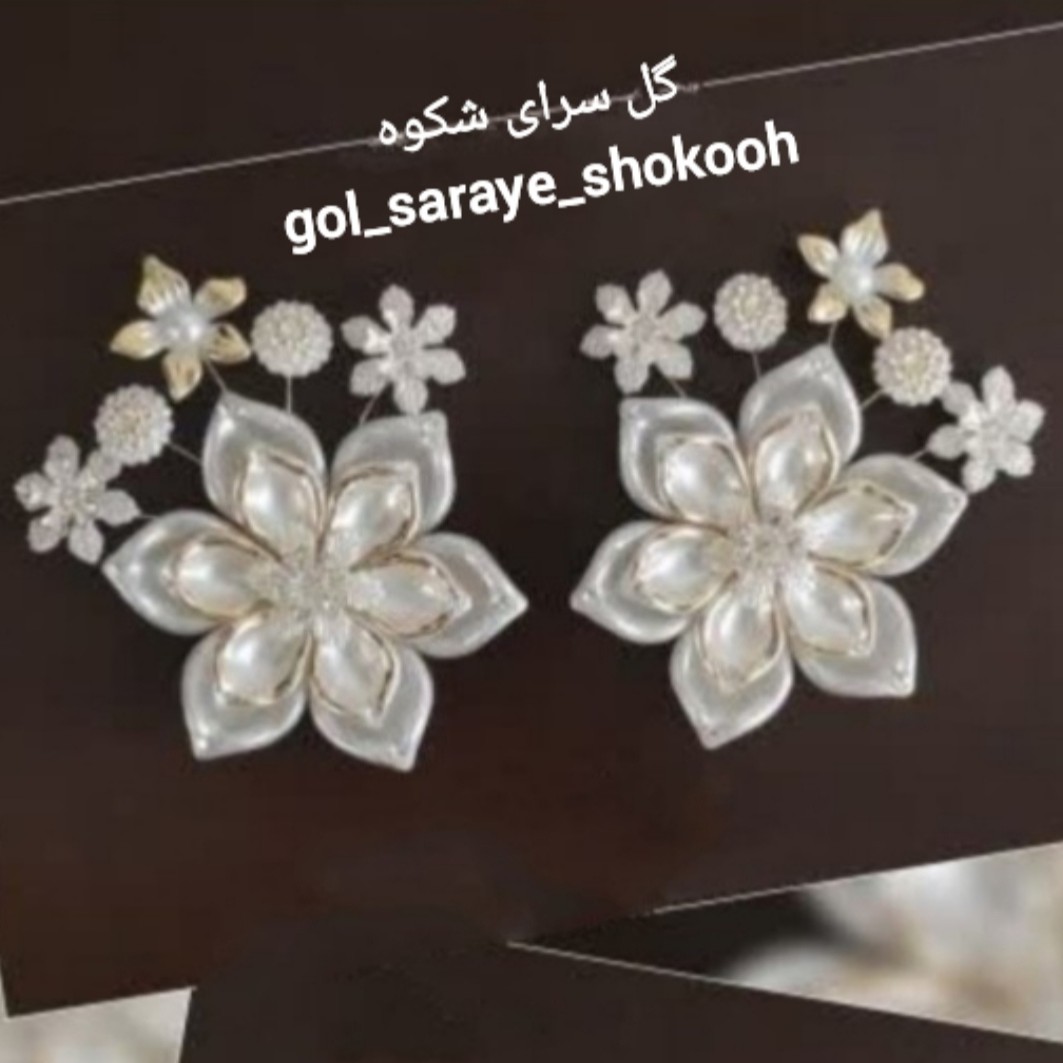 گل کریستالی مگنت یخچال، مجموعه دو عددی، رنگ صدفی-لب طلایی(دو ردیف گل)