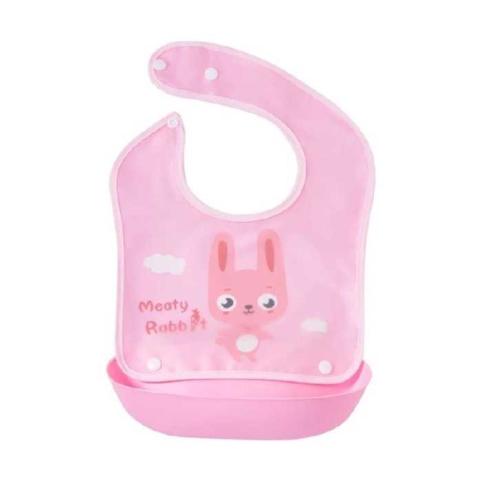 پیشبند نوزاد کاسه دار  خرگوش صورتی 