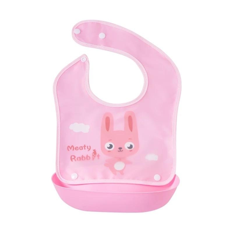 پیشبند نوزاد کاسه دار  خرگوش صورتی 