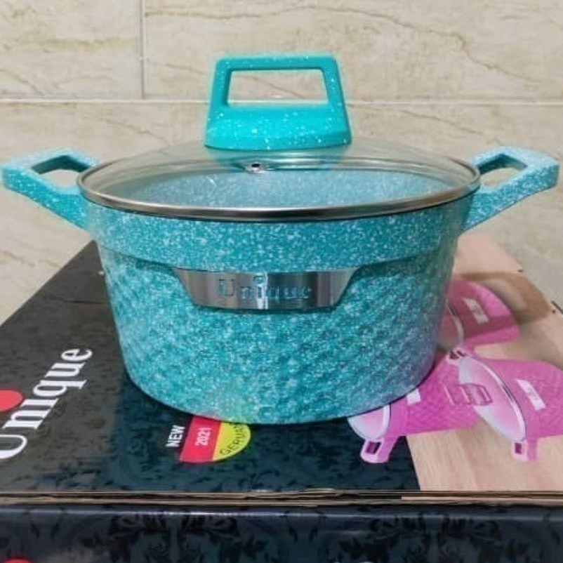 سرویس قابلمه گرانیتی 10 پارچه پرو نانوگرانیت برند یونیک طرح رومی ارسال رایگان