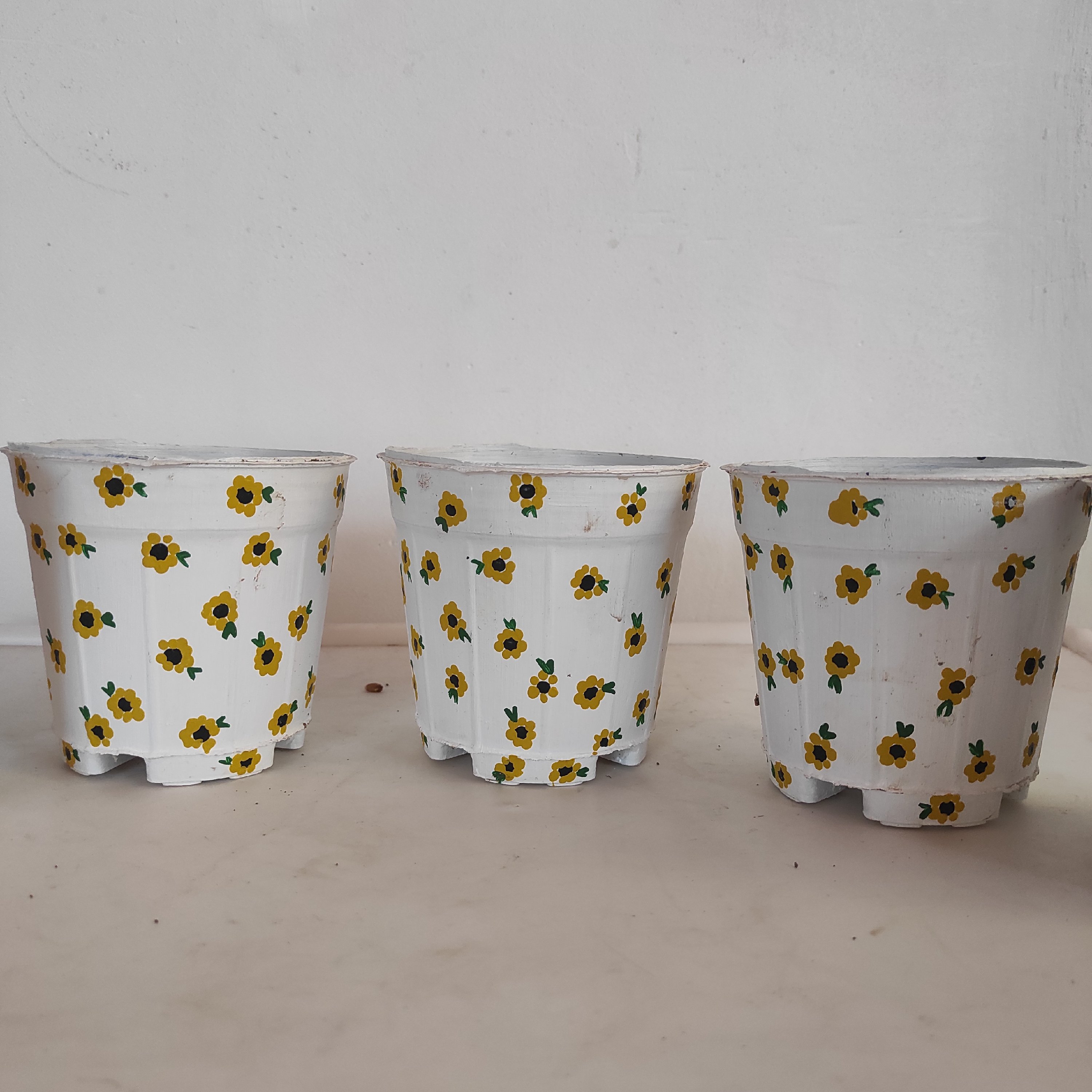 ست 3 عددی گلدون طرح آفتابگردان