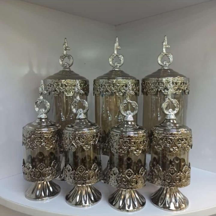 پاسماوری 7 پارچه پایه دار مدل تاج در سه رنگ