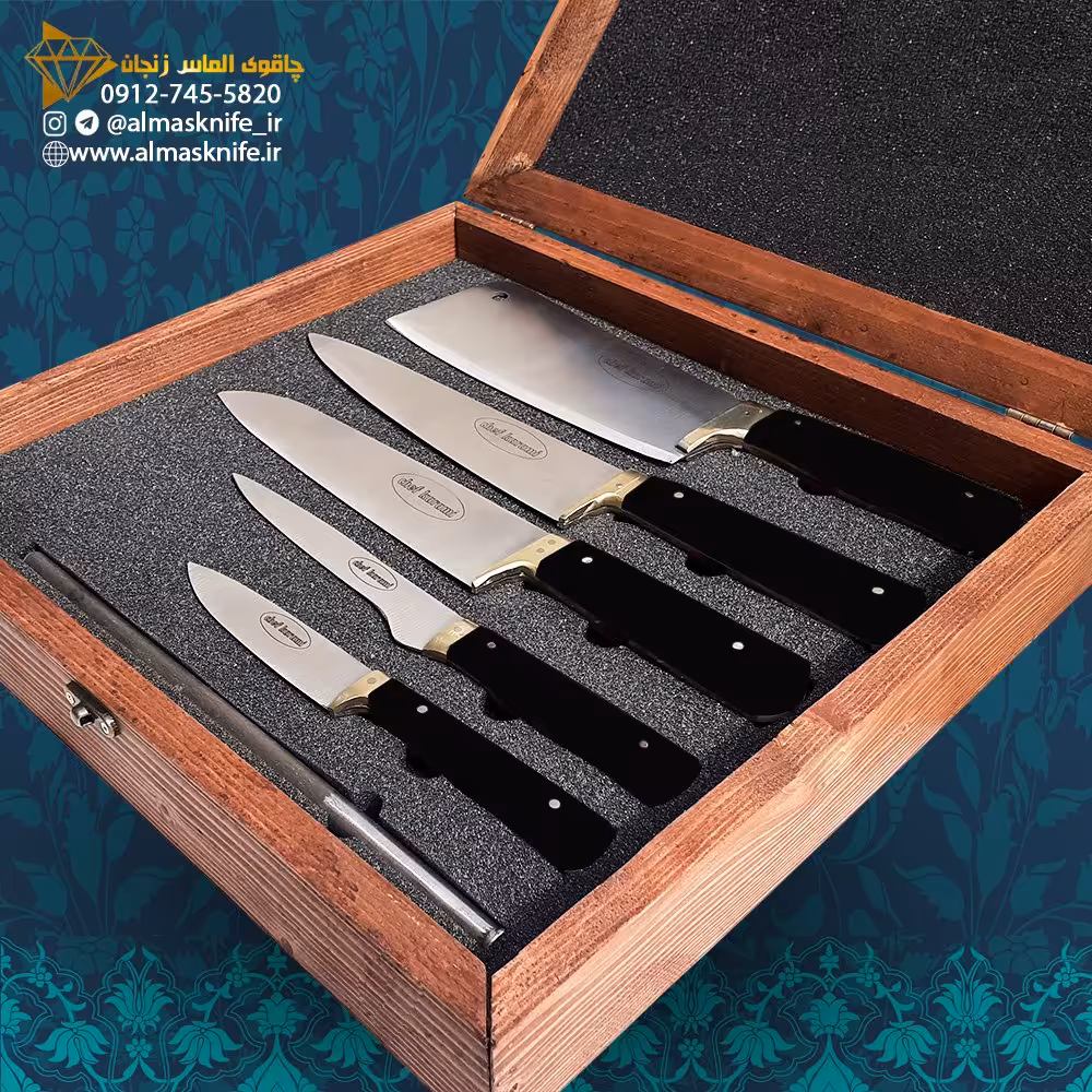 ست 6 پارچه چاقوی آشپزخانه تمام استیل پلکسی الماس زنجان