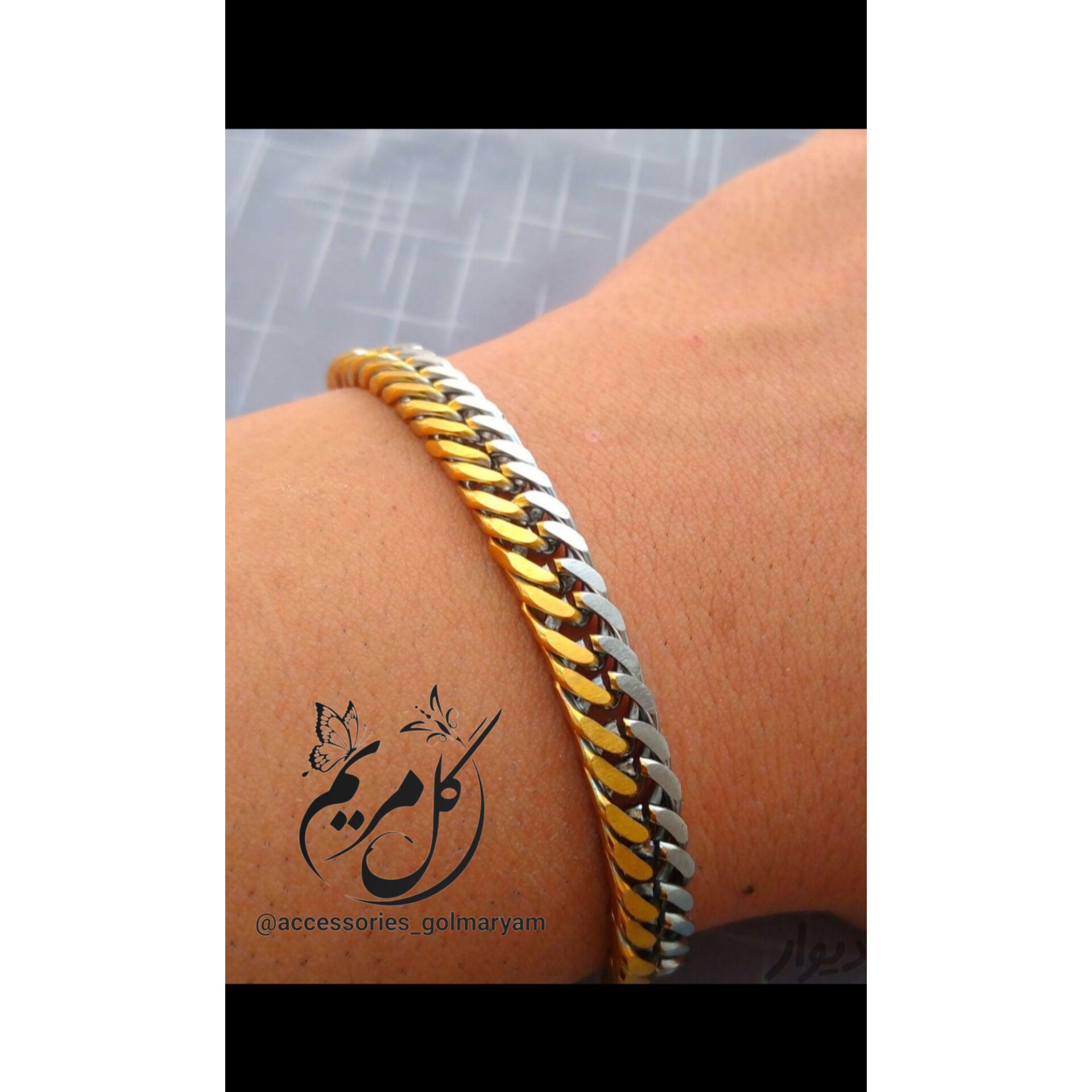 دستبند کارتیر  دوبل دو رنگ طلایی و نقره ای استیل رنگ ثابت 