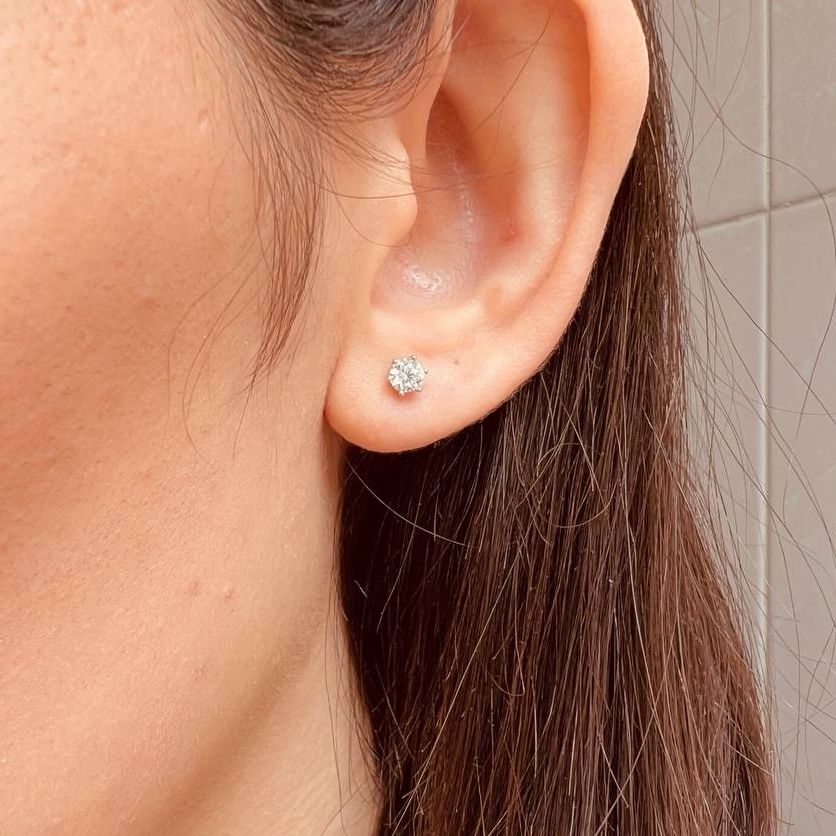 گوشواره ژوپینگ تک نگین ساده کد 40N رنگ ثابت و ضد حساسیت