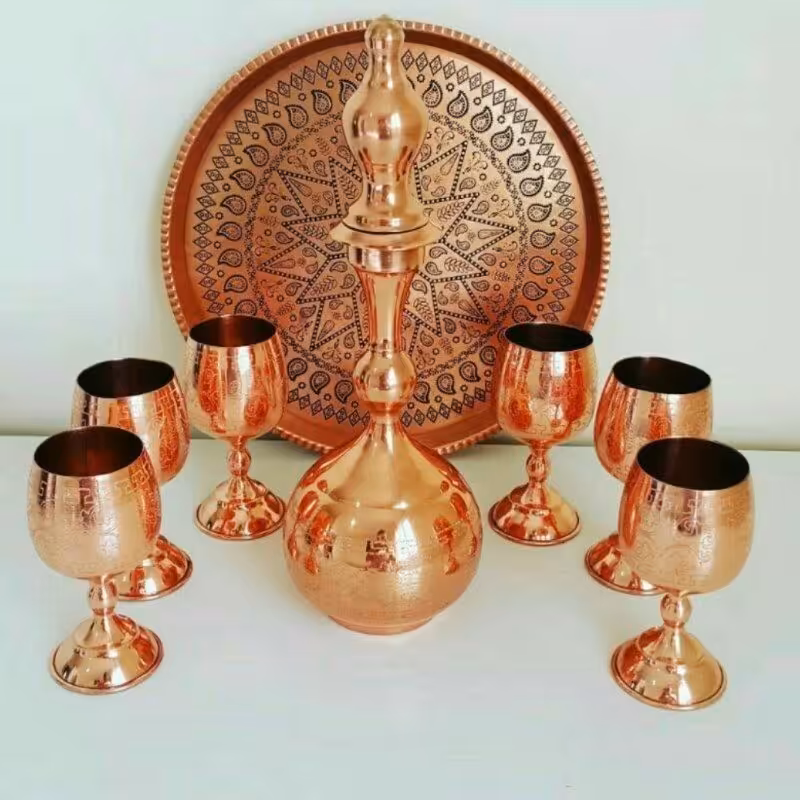 ست تنگ و 6 عدد گلاسه کوچک با سینی    (نانو شده) با کیفیت عالی