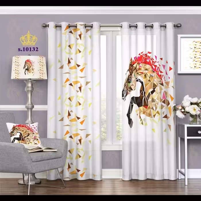 پرده پذیرایی دو قواره طرح فانتزی کد S10132