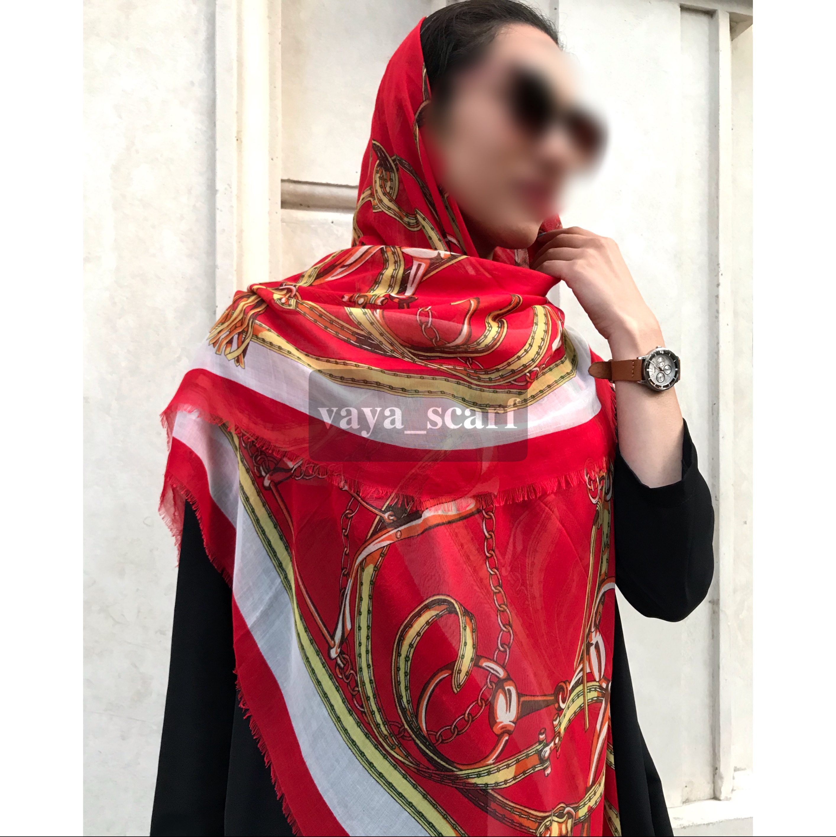 روسری نخی خنک طرحدار قواره بزرگ ( 140 140 سانتی متر )