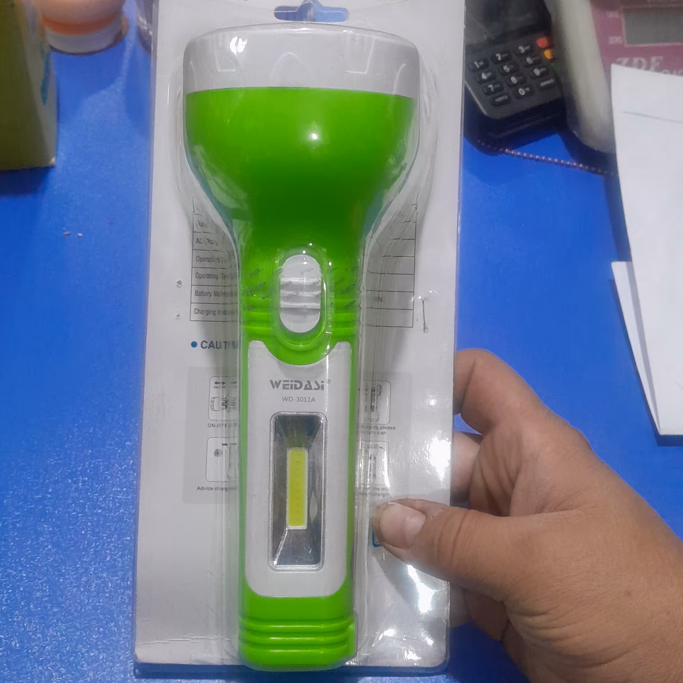 چراغ قوه ال ای دی LED دستی ویداسی WEIDASI همراه با چراغ  بغل COB