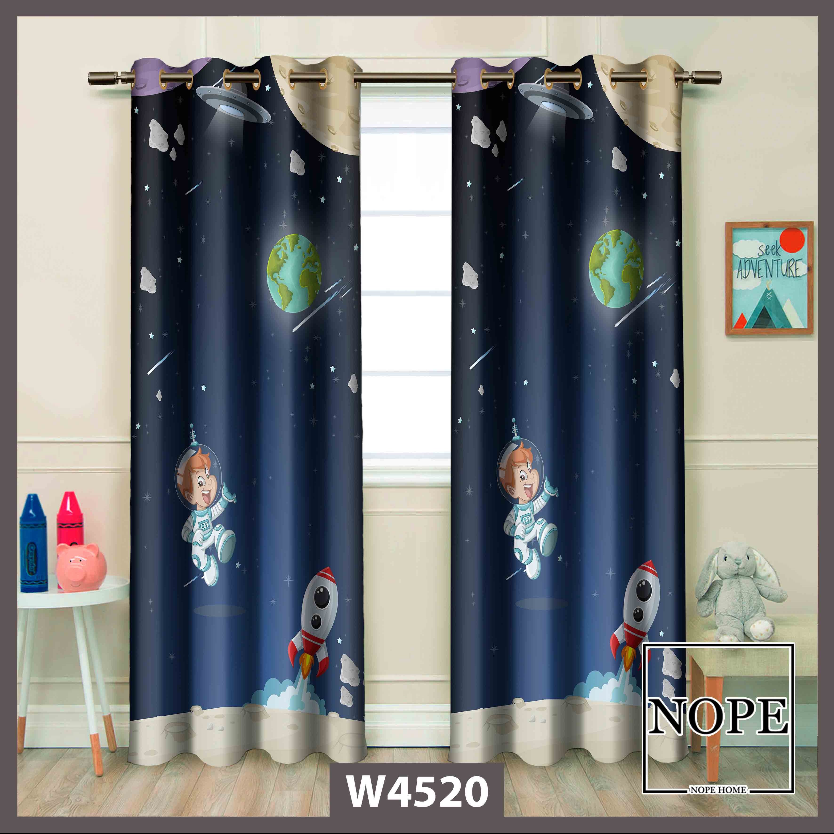 پرده چاپی پانچی دوقواره کد 4520 طرح کهکشانی