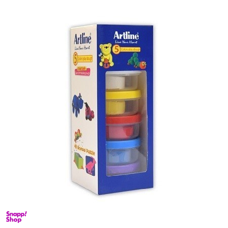 خمیر بازی آرت لاین (Art Line) مدل ویژه ظرف گرد 802C5 بسته 5 رنگ حجم 30 گرم