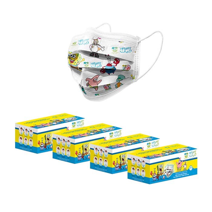 ماسک سه لایه کودک حیات طرح باب اسفنجی مجموعه120 عددی 