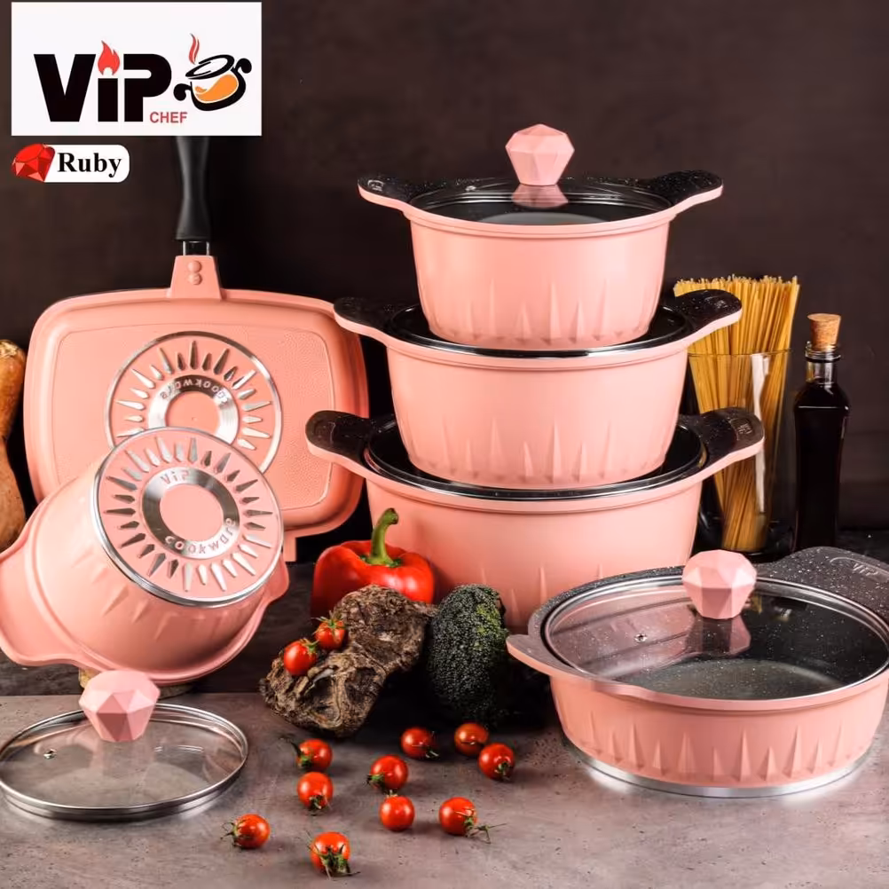 سرویس قابلمه 12 پارچه Vip با ضمانت  گرانیت داخل و رنگ (پس کرایه)