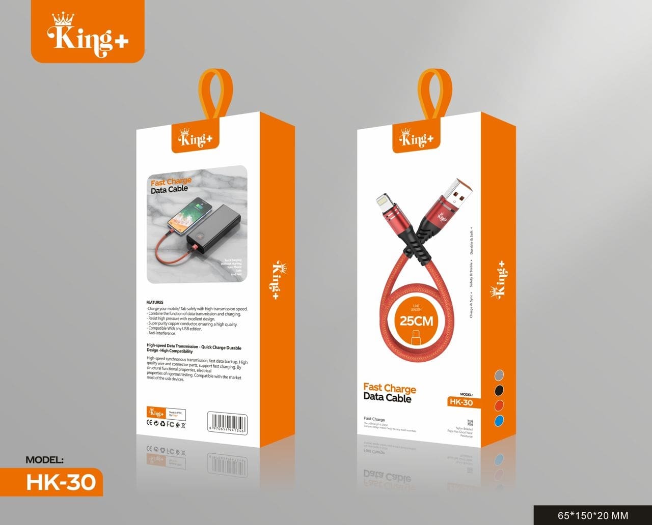 کابل تبدیل USB به لایتینگ کینگ پلاس مدل HK-30طول 25CM