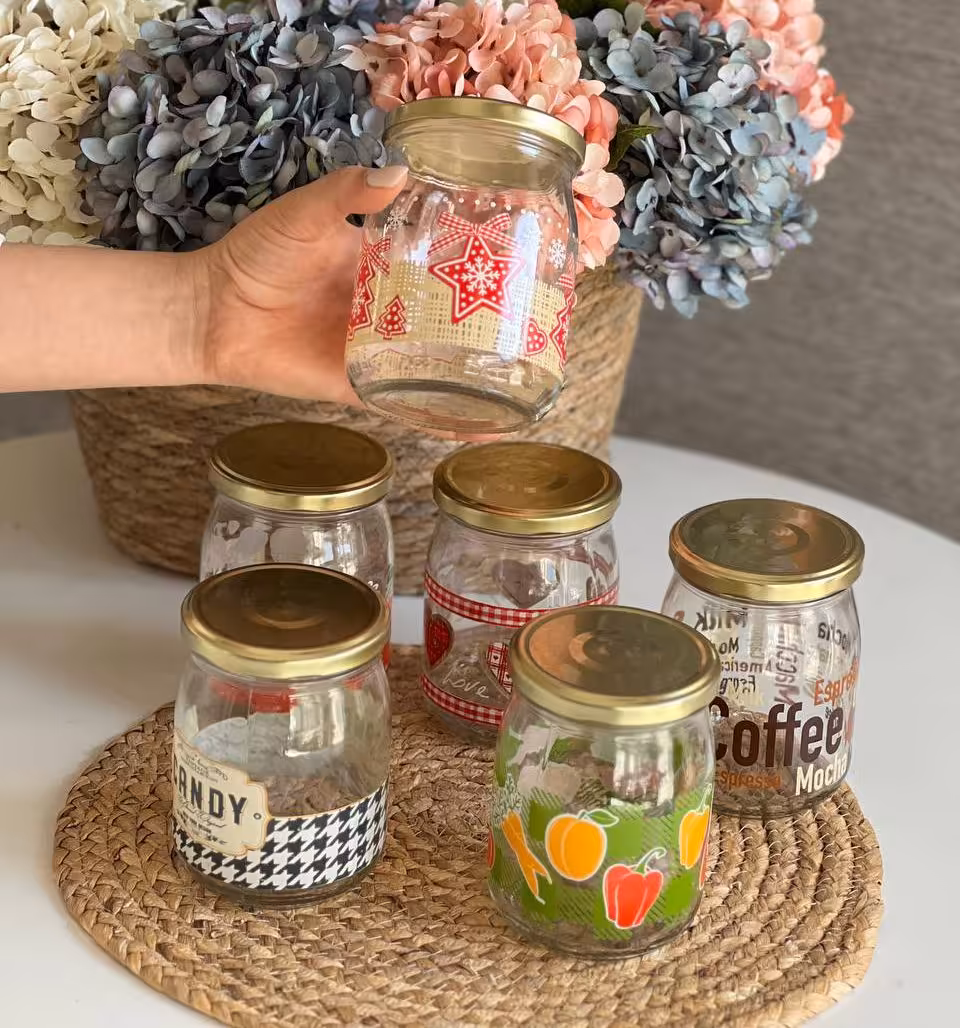 بانکه شیشه ای درب فلزی چروه- 0.5 لیتر