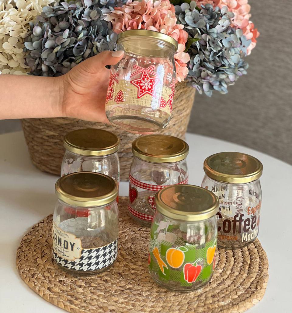بانکه شیشه ای درب فلزی چروه- 0.5 لیتر