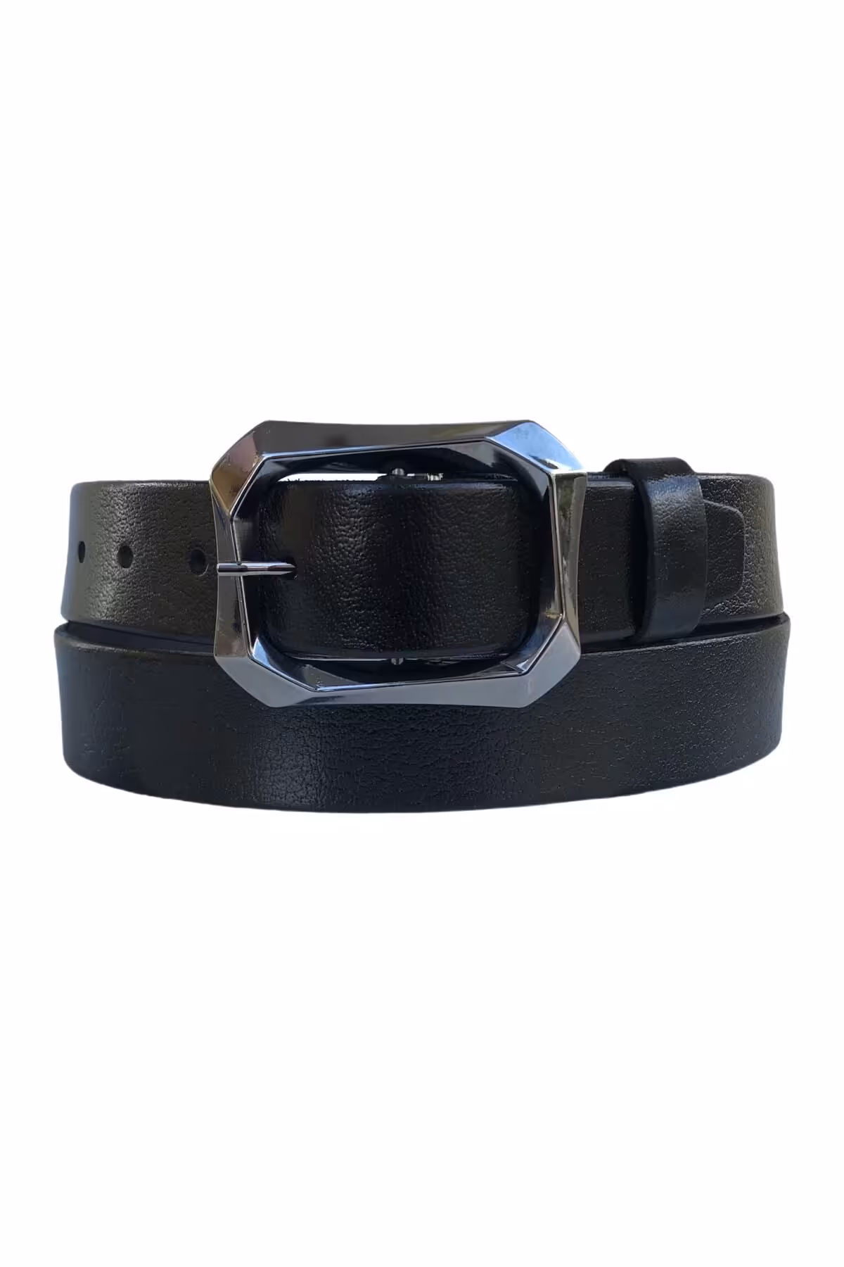 کمربند مشکی زنانه اسپرت جین چرم اصل با سگک نقره ای 4 سانتی متری GoDeri