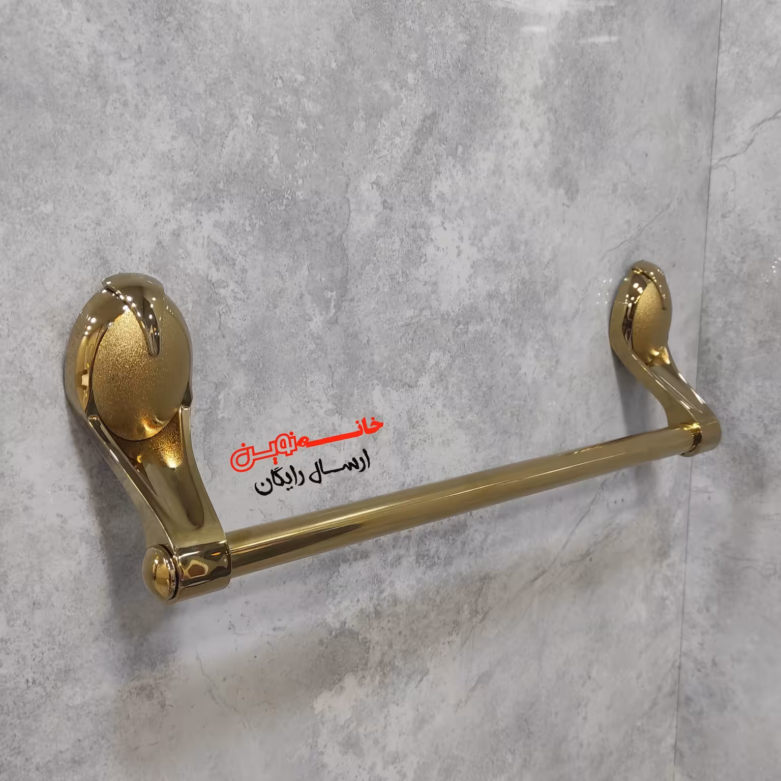 جا حوله میله ای بتیس مدل نایس رنگ طلایی پایه ها از جنس پلاستیک abs میله از جنس استیل ضد زنگ