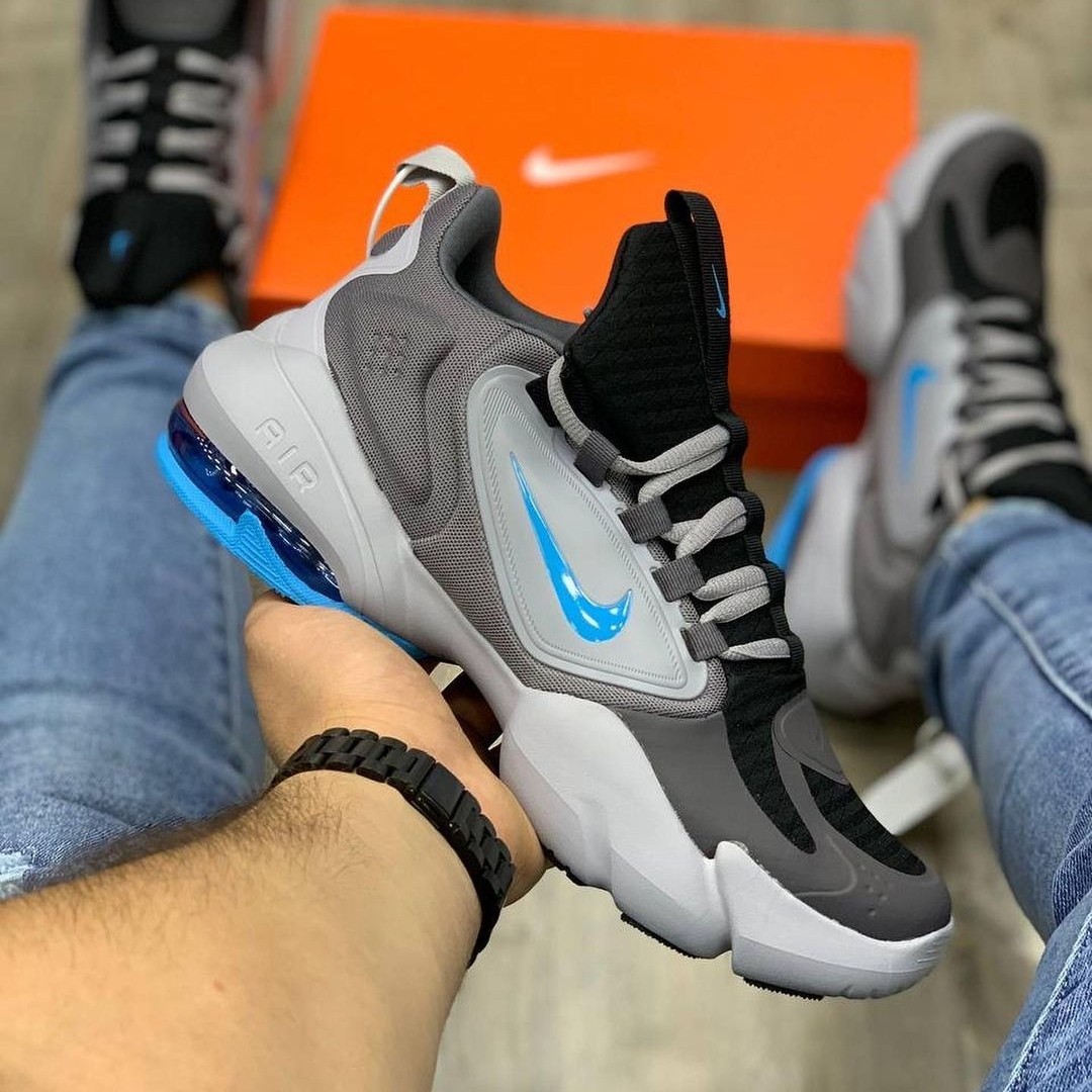 318 کتونی خاص مردانه برند nike لژ دار کفش ورزشی نایک رنگ طوسی آبی