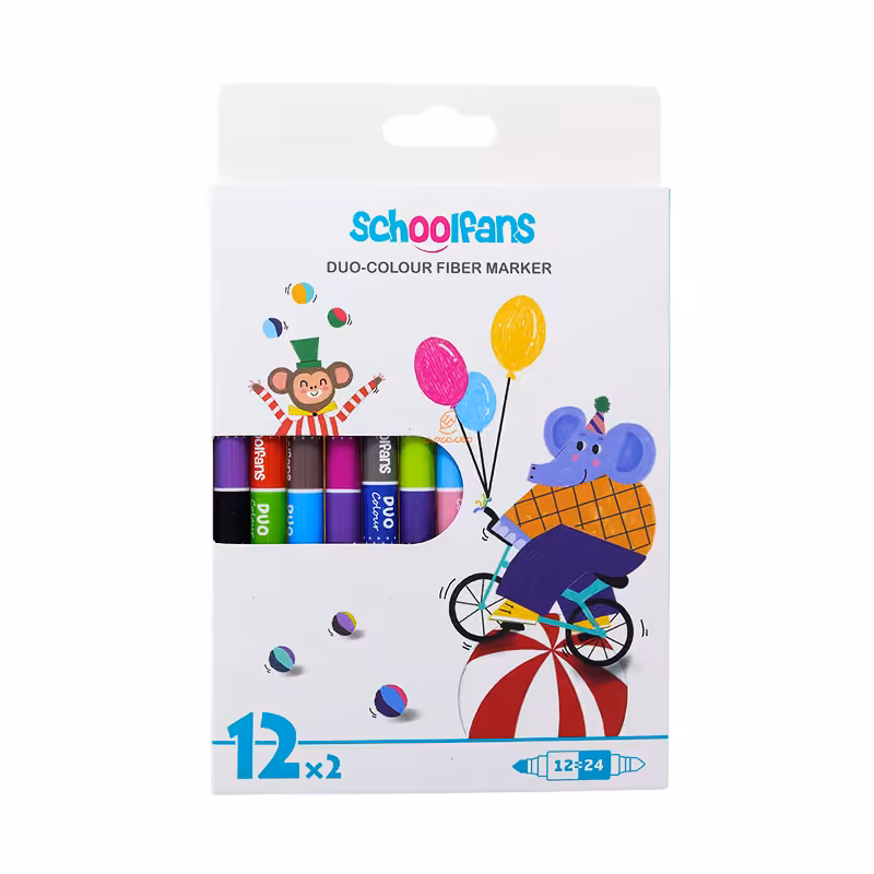 ماژیک رنگ آمیزی دو سر 12 تایی اسکول فنس