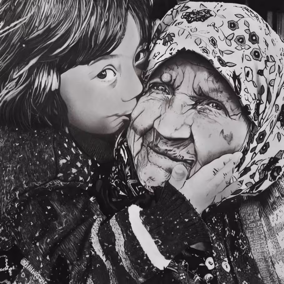 تابلوی سیاه قلم مهر مادری 