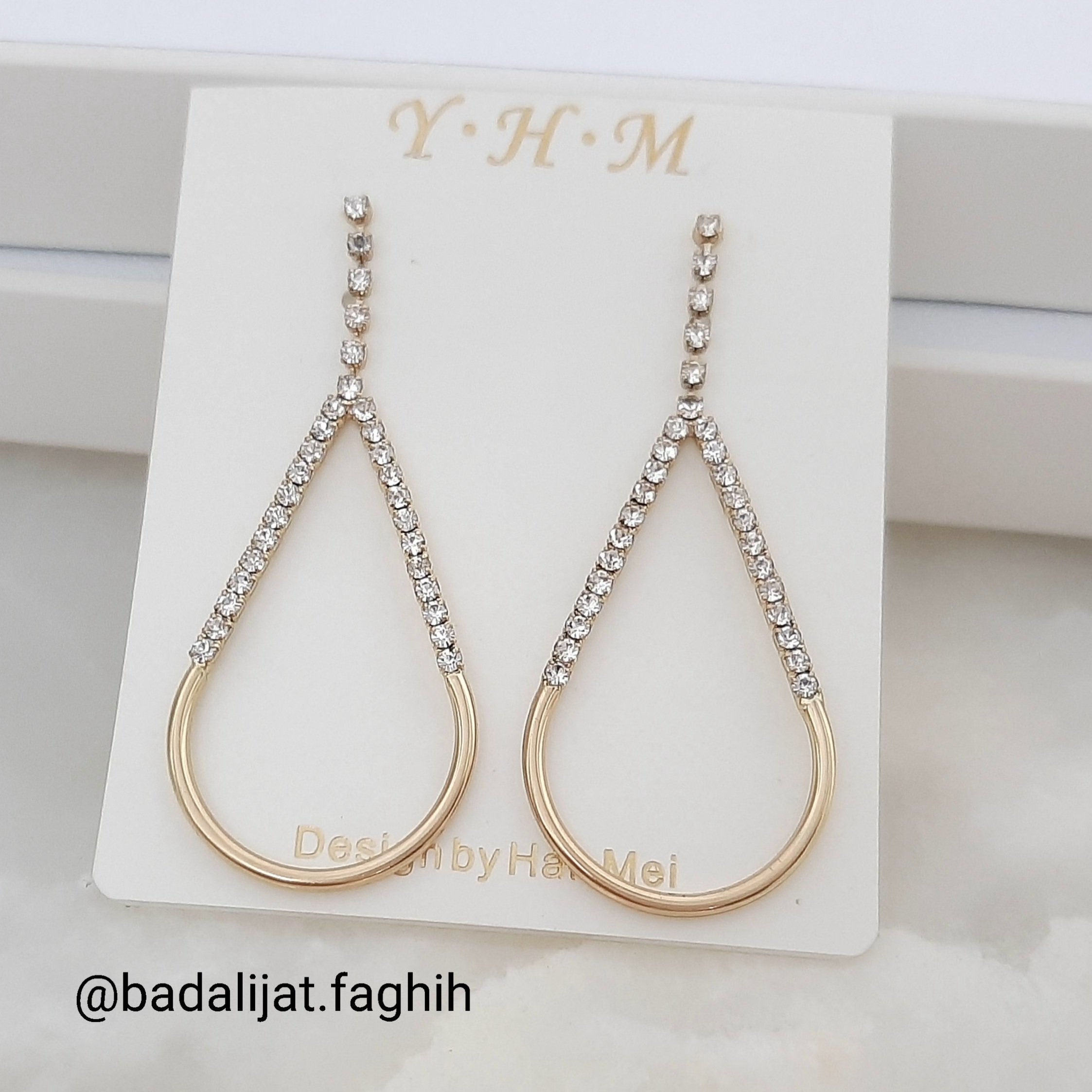 گوشواره مجلسی طرح جواهر جنس وارداتی با کیفیت و رنگ ثابت با آبکاری طلا
