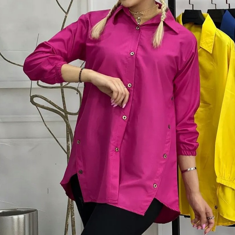 شومیزمانتویی رنگی وبغل دکمهبدون آب رفت وپرز و چروک شدن،،مناسب فصل تابستان،،فری سایزتا 46