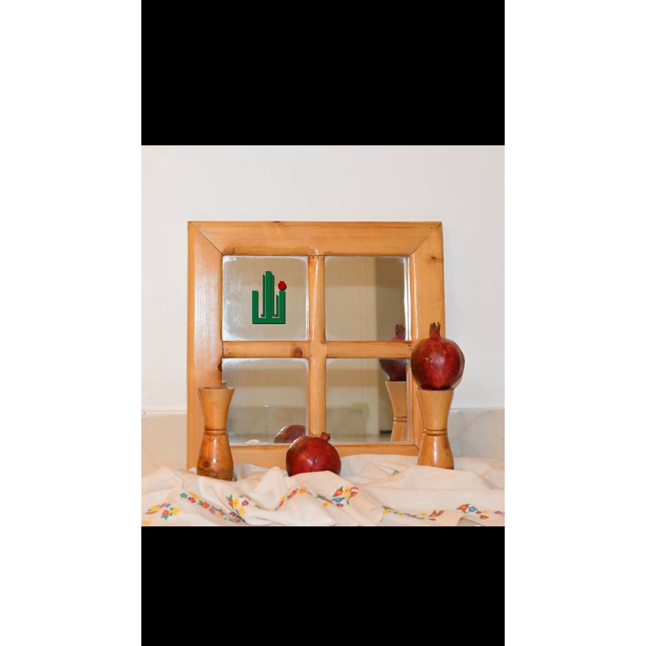 آیینه و شمعدان چوبی مدل نیکو