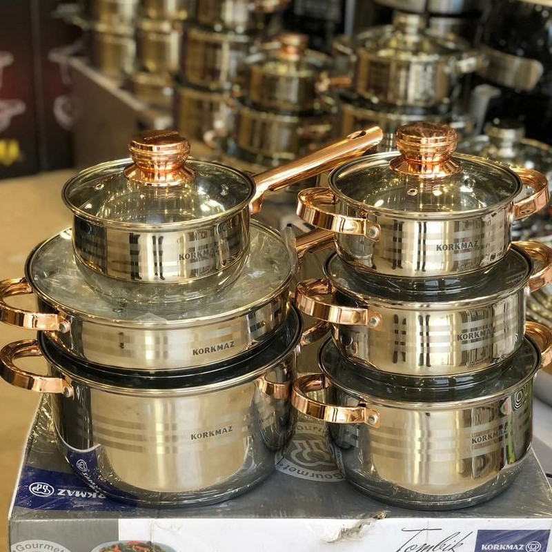سرویس تمام استیل12پارچه قابلمه کرکماز ترکیه( ارسال رایگان)