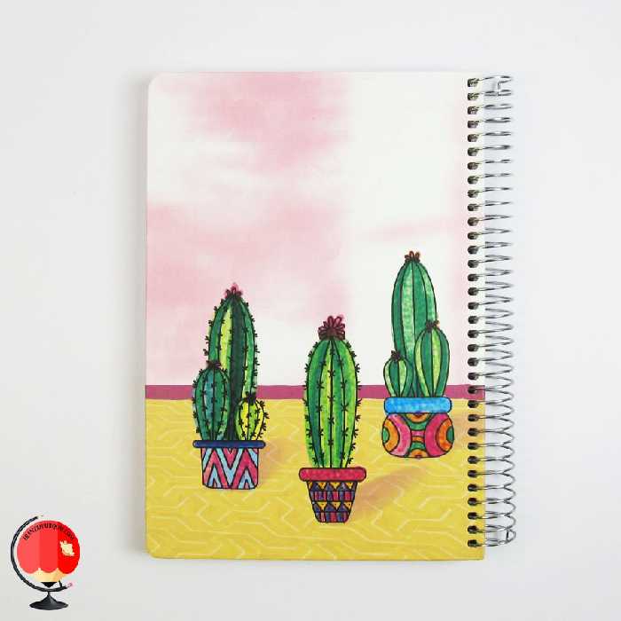 دفتر مشق 100 برگ سیمی طرح کاکتوس جلد سخت سویل