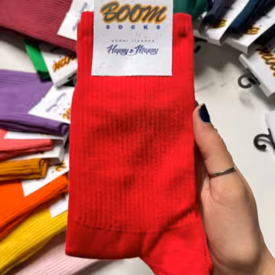 جوراب قرمز ساقدار ساده پنبه فری سایز