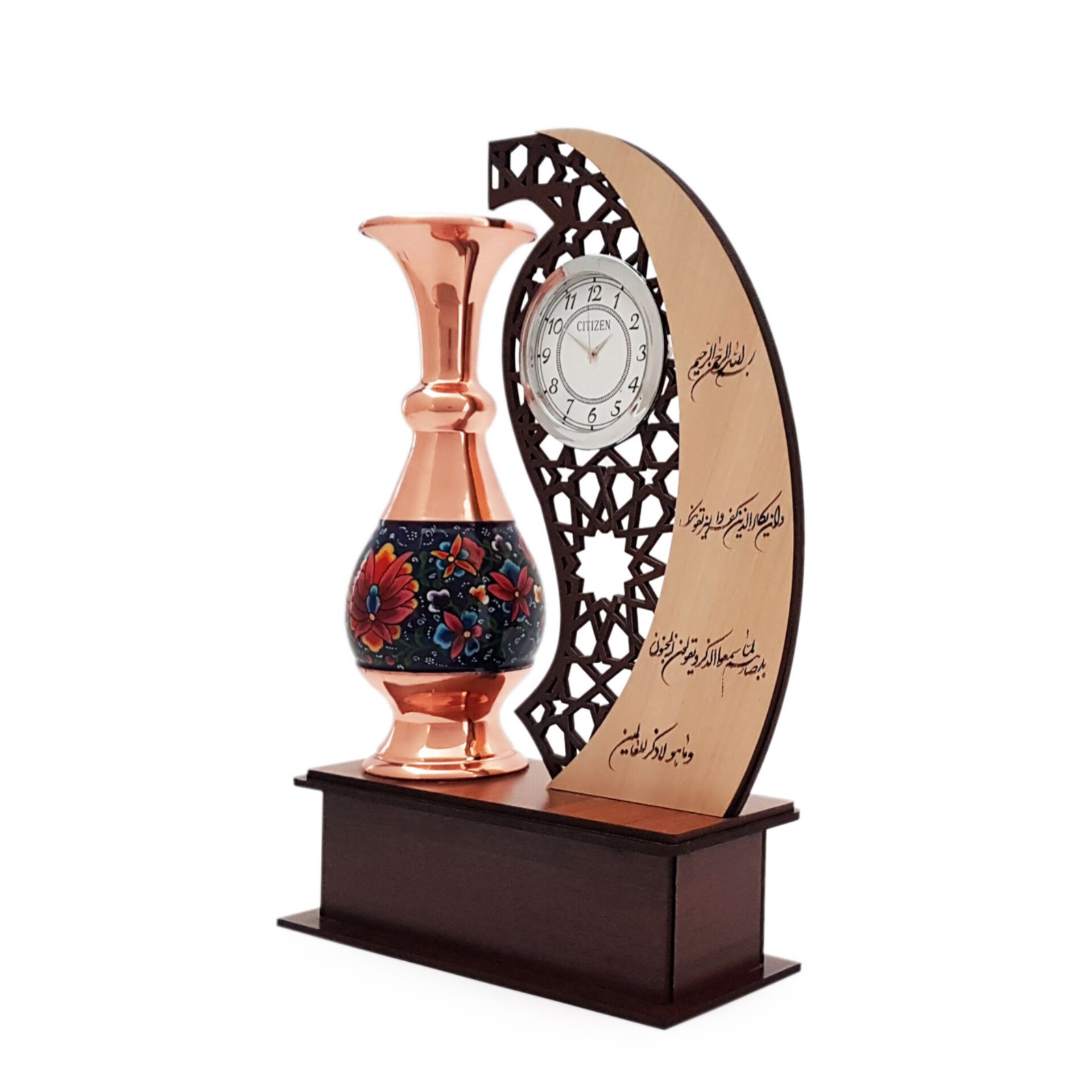 تندیس ان یکاد  و ساعت خور گلدان 16 مسی