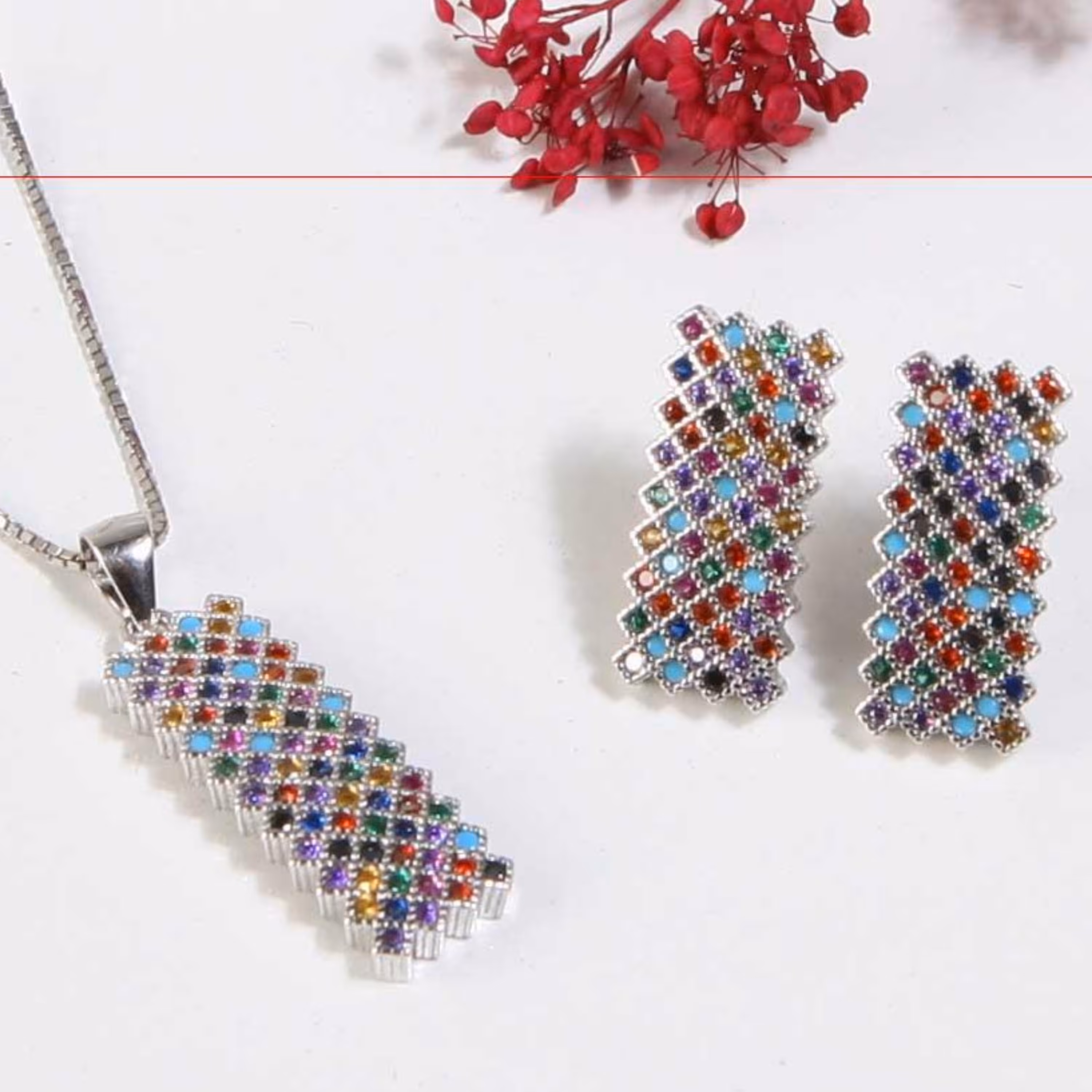 نیم ست نقره عیار 925  زنانه رنگ ثابت ضد حساسیت طرح طلا کد 4722