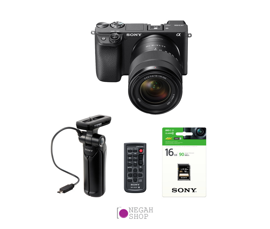 دوربین Sony Alpha A6400 16-50mm مشکی به همراه ریموت ، گریپ و مموری