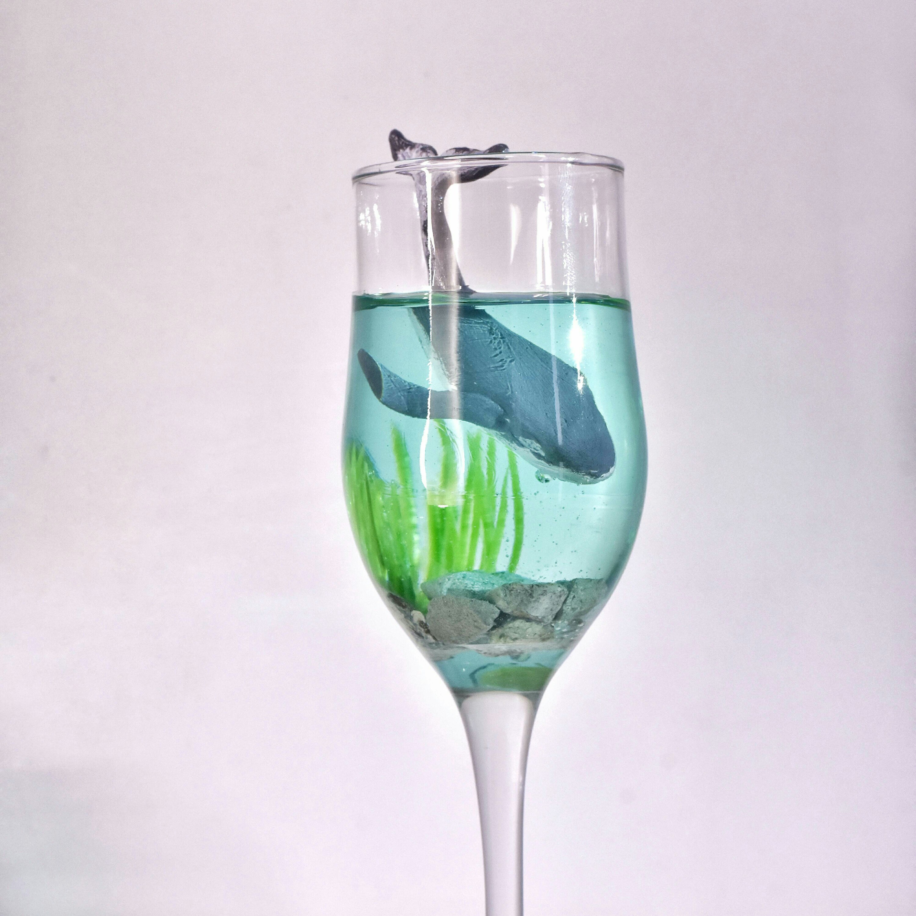 جام شیشه ای نهنگ و اقیانوس رزینی