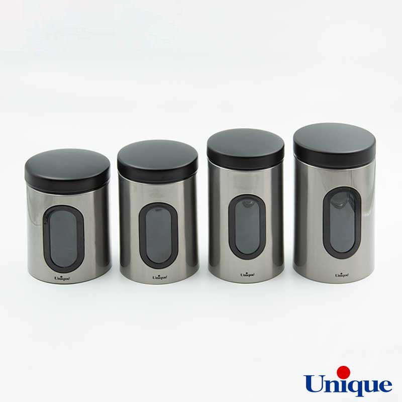 ظرف حبوبات در 4 سایز پنجره دار استیل یونیک مدل 5990