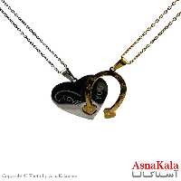 گردنبند ست دونفره دوتیکه قلب و نعل اسب کد GNB1672W - آسنا