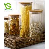 ست بانکه (جا حبوباتی) 5 عددی بامبو شیشه ای پیرکس مدل D10 کد Gw90301122