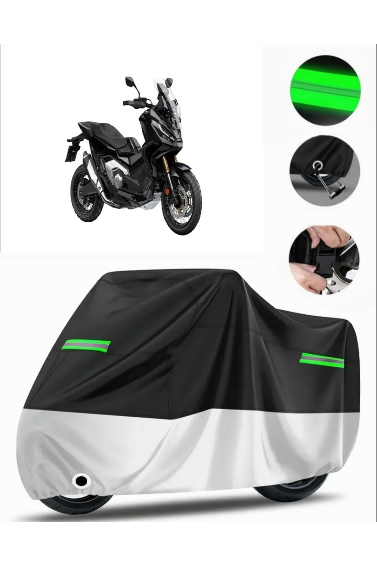 چادر موتورسیکلت خاکستری کیسه عقب HONDA X ADV سازگار با موتور سیکلت پریمیوم قفل سیاه گری MotoEn